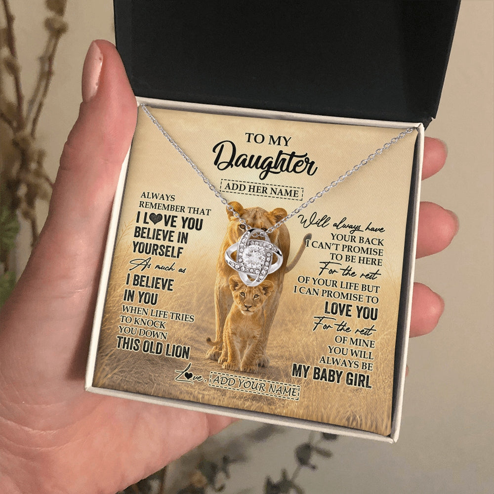 Love Knot Necklace 14K White Gold Finish | 2 | Personalized To My Daughter Gifts Necklace From Mom Mother Always Remember Lion Gifts For Daughter Birthday Graduation Christmas Custom Gift Box Message Card | https://siriusteestore.