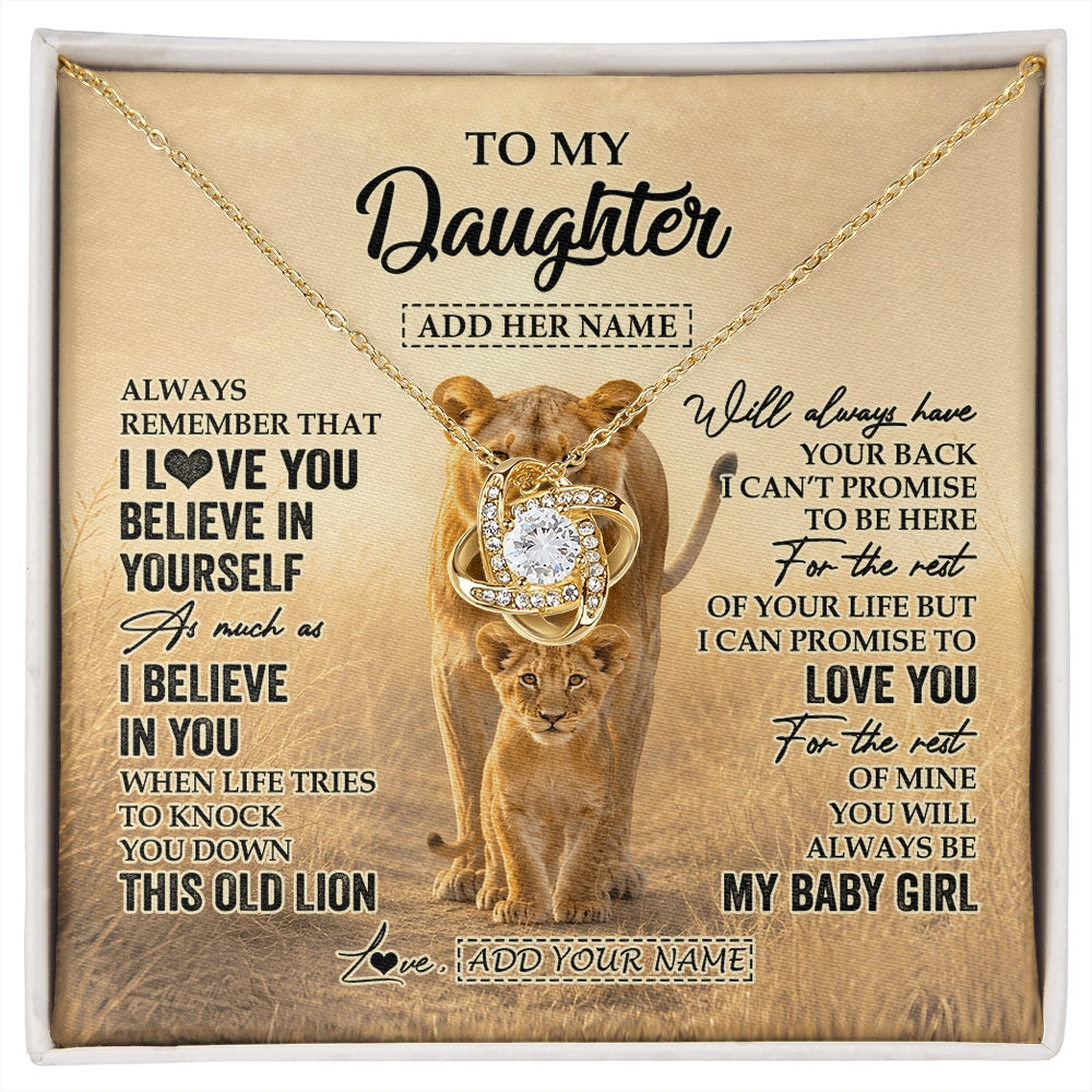 Love Knot Necklace 18K Yellow Gold Finish | 1 | Personalized To My Daughter Gifts Necklace From Mom Mother Always Remember Lion Gifts For Daughter Birthday Graduation Christmas Custom Gift Box Message Card | https://siriusteestore.