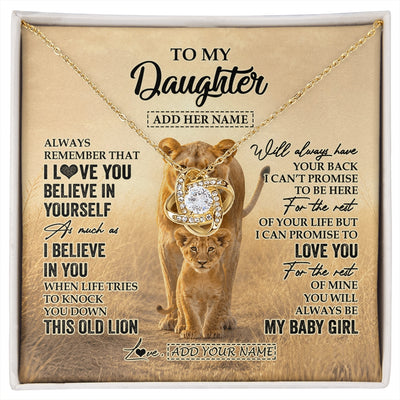 Love Knot Necklace 18K Yellow Gold Finish | 1 | Personalized To My Daughter Gifts Necklace From Mom Mother Always Remember Lion Gifts For Daughter Birthday Graduation Christmas Custom Gift Box Message Card | https://siriusteestore.