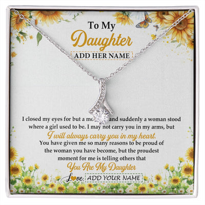 Alluring Beauty Necklace 14K White Gold Finish | 1 | Personalized To My Daughter Gifts Necklace From Mom Mother Dad I Closed My Eyes Sunflower Best Daughter Birthday Gifts Christmas Custom Gift Box Message Card | siriusteestore.myshopify