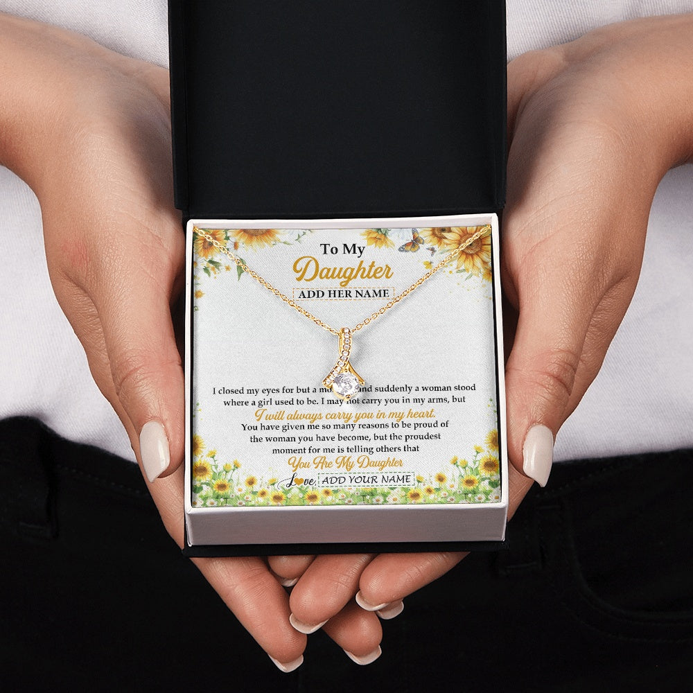 Alluring Beauty Necklace 18K Yellow Gold Finish | 2 | Personalized To My Daughter Gifts Necklace From Mom Mother Dad I Closed My Eyes Sunflower Best Daughter Birthday Gifts Christmas Custom Gift Box Message Card | siriusteestore.myshopify