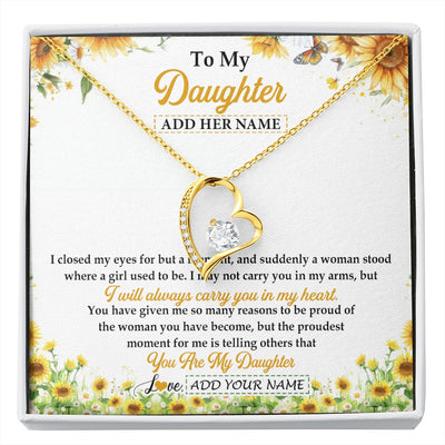 Forever Love Necklace 18K Yellow Gold Finish | 1 | Personalized To My Daughter Gifts Necklace From Mom Mother Dad I Closed My Eyes Sunflower Best Daughter Birthday Gifts Christmas Custom Gift Box Message Card | siriusteestore.myshopify