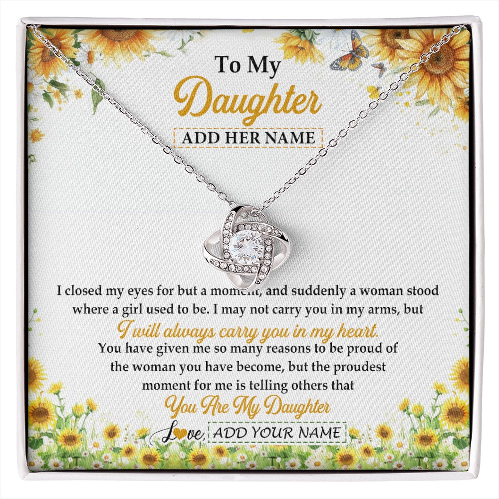 Love Knot Necklace 14K White Gold Finish | 1 | Personalized To My Daughter Gifts Necklace From Mom Mother Dad I Closed My Eyes Sunflower Best Daughter Birthday Gifts Christmas Custom Gift Box Message Card | siriusteestore.myshopify