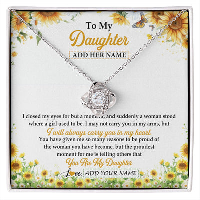 Love Knot Necklace 14K White Gold Finish | 1 | Personalized To My Daughter Gifts Necklace From Mom Mother Dad I Closed My Eyes Sunflower Best Daughter Birthday Gifts Christmas Custom Gift Box Message Card | siriusteestore.myshopify