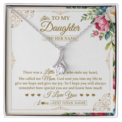 Alluring Beauty Necklace 14K White Gold Finish | 1 | Personalized To My Daughter Gifts Necklace From Mom Mother Filled With My Love Daughter Birthday Gifts Graduation Wedding Christmas Gift Box Message Card | https://siriusteestore.