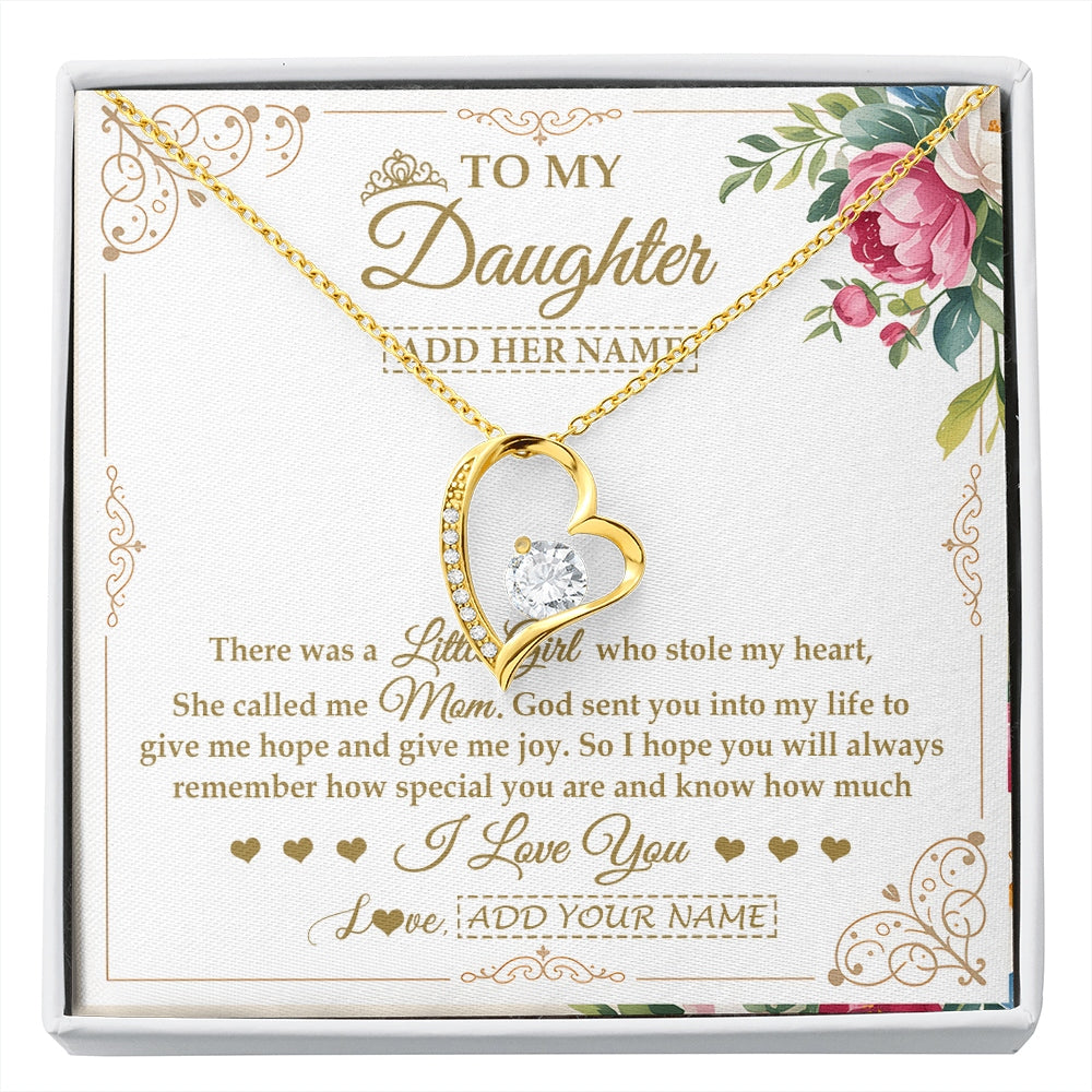 Forever Love Necklace 18K Yellow Gold Finish | 1 | Personalized To My Daughter Gifts Necklace From Mom Mother Filled With My Love Daughter Birthday Gifts Graduation Wedding Christmas Gift Box Message Card | https://siriusteestore.