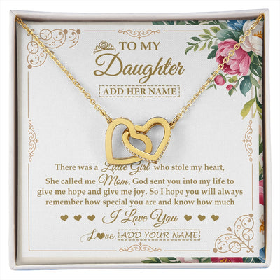 Interlocking Hearts Necklace 18K Yellow Gold Finish | 1 | Personalized To My Daughter Gifts Necklace From Mom Mother Filled With My Love Daughter Birthday Gifts Graduation Wedding Christmas Gift Box Message Card | https://siriusteestore.