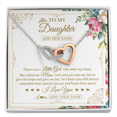 Interlocking Hearts Necklace Stainless Steel & Rose Gold Finish | 1 | Personalized To My Daughter Gifts Necklace From Mom Mother Filled With My Love Daughter Birthday Gifts Graduation Wedding Christmas Gift Box Message Card | https://siriusteestore.