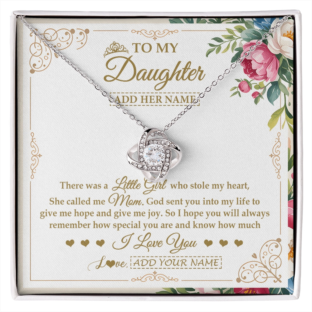 Love Knot Necklace 14K White Gold Finish | 1 | Personalized To My Daughter Gifts Necklace From Mom Mother Filled With My Love Daughter Birthday Gifts Graduation Wedding Christmas Gift Box Message Card | https://siriusteestore.