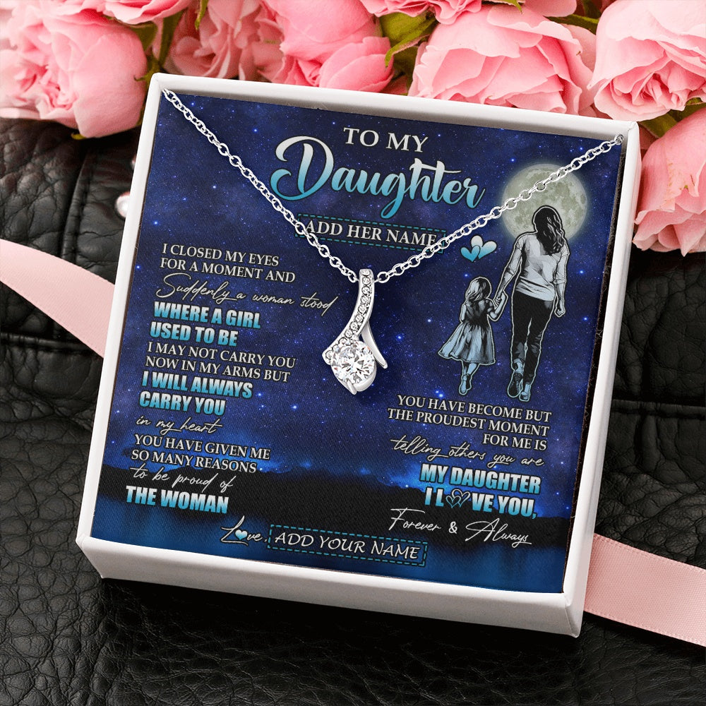 Alluring Beauty Necklace 14K White Gold Finish | 2 | Personalized To My Daughter Gifts Necklace From Mom Mother I Closed My Eyes For A Moment Daughter Birthday Graduation Christmas Custom Gift Box Message Card | siriusteestore.myshopify