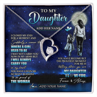 Forever Love Necklace 14K White Gold Finish | 1 | Personalized To My Daughter Gifts Necklace From Mom Mother I Closed My Eyes For A Moment Daughter Birthday Graduation Christmas Custom Gift Box Message Card | siriusteestore.myshopify