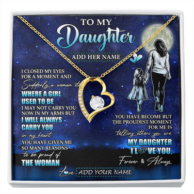 Forever Love Necklace 18K Yellow Gold Finish | 1 | Personalized To My Daughter Gifts Necklace From Mom Mother I Closed My Eyes For A Moment Daughter Birthday Graduation Christmas Custom Gift Box Message Card | siriusteestore.myshopify