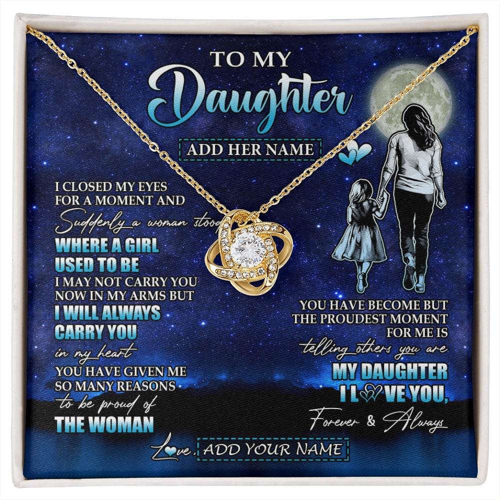 Love Knot Necklace 18K Yellow Gold Finish | 1 | Personalized To My Daughter Gifts Necklace From Mom Mother I Closed My Eyes For A Moment Daughter Birthday Graduation Christmas Custom Gift Box Message Card | siriusteestore.myshopify