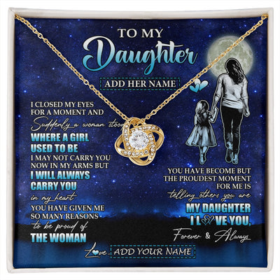 Love Knot Necklace 18K Yellow Gold Finish | 1 | Personalized To My Daughter Gifts Necklace From Mom Mother I Closed My Eyes For A Moment Daughter Birthday Graduation Christmas Custom Gift Box Message Card | siriusteestore.myshopify