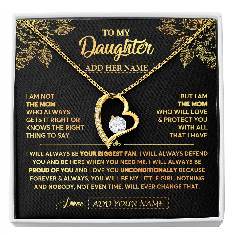 Forever Love Necklace 18K Yellow Gold Finish | 1 | Personalized To My Daughter Gifts Necklace From Mom Mother Meaningful Family Jewelry Birthday Gifts For Daughter Christmas Custom Gift Box Message Card | https://siriusteestore.