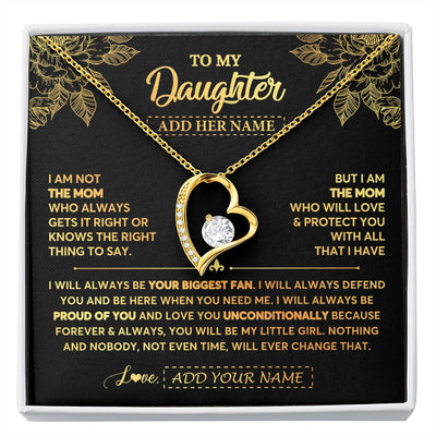 Forever Love Necklace 18K Yellow Gold Finish | 1 | Personalized To My Daughter Gifts Necklace From Mom Mother Meaningful Family Jewelry Birthday Gifts For Daughter Christmas Custom Gift Box Message Card | https://siriusteestore.