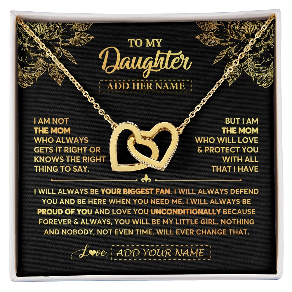 Interlocking Hearts Necklace 18K Yellow Gold Finish | 1 | Personalized To My Daughter Gifts Necklace From Mom Mother Meaningful Family Jewelry Birthday Gifts For Daughter Christmas Custom Gift Box Message Card | https://siriusteestore.