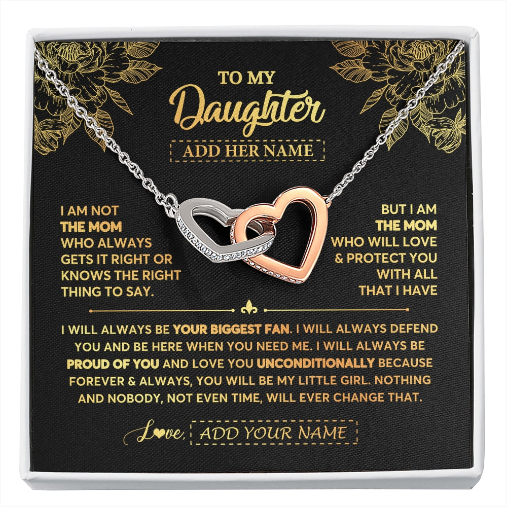 Interlocking Hearts Necklace Stainless Steel & Rose Gold Finish | 1 | Personalized To My Daughter Gifts Necklace From Mom Mother Meaningful Family Jewelry Birthday Gifts For Daughter Christmas Custom Gift Box Message Card | https://siriusteestore.