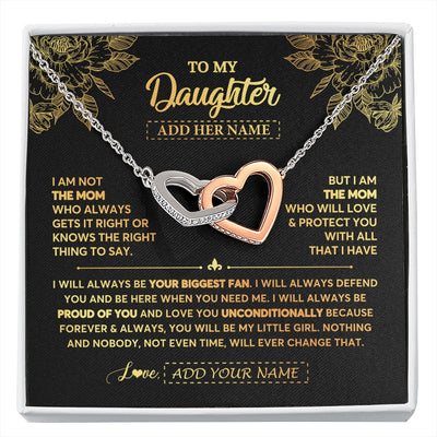 Interlocking Hearts Necklace Stainless Steel & Rose Gold Finish | 1 | Personalized To My Daughter Gifts Necklace From Mom Mother Meaningful Family Jewelry Birthday Gifts For Daughter Christmas Custom Gift Box Message Card | https://siriusteestore.