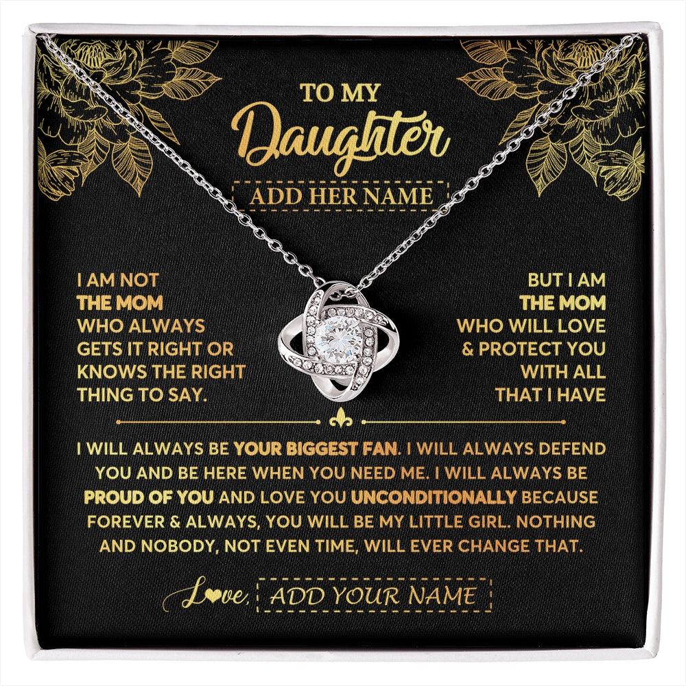 Love Knot Necklace 14K White Gold Finish | 1 | Personalized To My Daughter Gifts Necklace From Mom Mother Meaningful Family Jewelry Birthday Gifts For Daughter Christmas Custom Gift Box Message Card | https://siriusteestore.