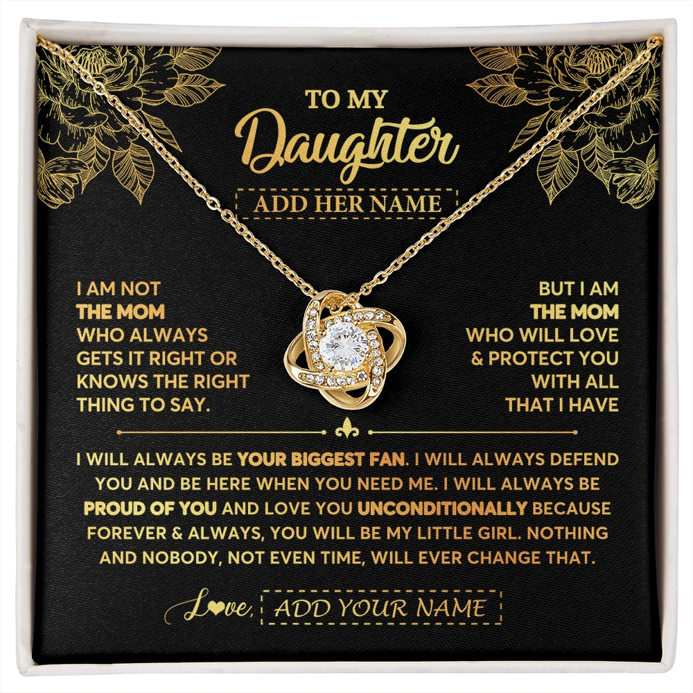 Love Knot Necklace 18K Yellow Gold Finish | 1 | Personalized To My Daughter Gifts Necklace From Mom Mother Meaningful Family Jewelry Birthday Gifts For Daughter Christmas Custom Gift Box Message Card | https://siriusteestore.
