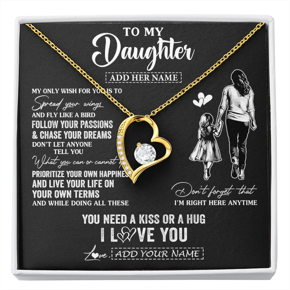 Forever Love Necklace 18K Yellow Gold Finish | 1 | Personalized To My Daughter Gifts Necklace From Mom Mother My Only Wish For You Daughter Birthday Gifts Graduation Christmas Customized Gift Box Message Card | siriusteestore.myshopify