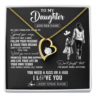Forever Love Necklace 18K Yellow Gold Finish | 1 | Personalized To My Daughter Gifts Necklace From Mom Mother My Only Wish For You Daughter Birthday Gifts Graduation Christmas Customized Gift Box Message Card | siriusteestore.myshopify