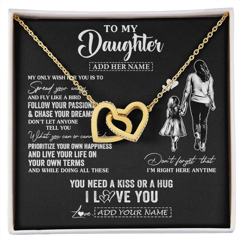 Interlocking Hearts Necklace 18K Yellow Gold Finish | 1 | Personalized To My Daughter Gifts Necklace From Mom Mother My Only Wish For You Daughter Birthday Gifts Graduation Christmas Customized Gift Box Message Card | siriusteestore.myshopify