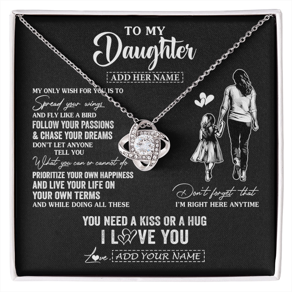Love Knot Necklace 14K White Gold Finish | 1 | Personalized To My Daughter Gifts Necklace From Mom Mother My Only Wish For You Daughter Birthday Gifts Graduation Christmas Customized Gift Box Message Card | siriusteestore.myshopify