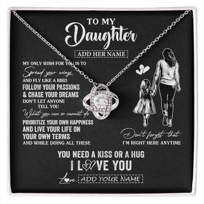 Love Knot Necklace 14K White Gold Finish | 1 | Personalized To My Daughter Gifts Necklace From Mom Mother My Only Wish For You Daughter Birthday Gifts Graduation Christmas Customized Gift Box Message Card | siriusteestore.myshopify