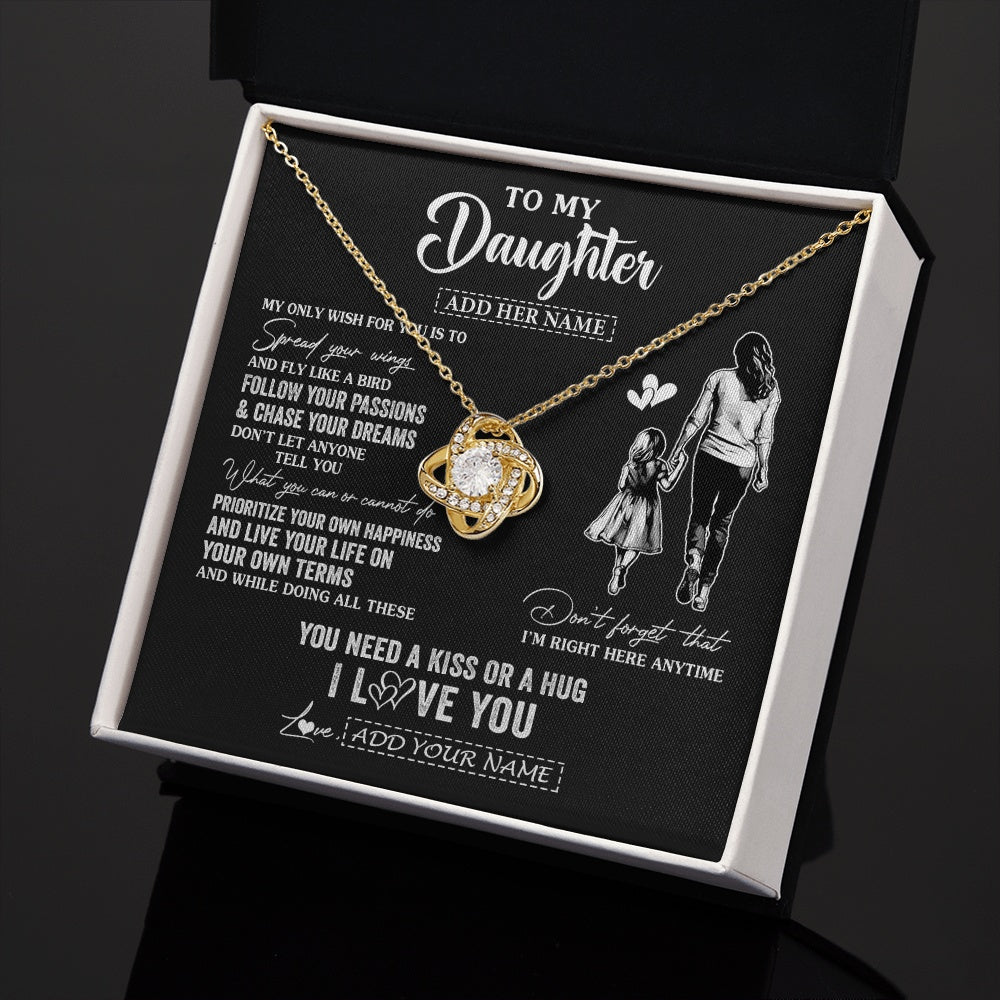 Love Knot Necklace 18K Yellow Gold Finish | 2 | Personalized To My Daughter Gifts Necklace From Mom Mother My Only Wish For You Daughter Birthday Gifts Graduation Christmas Customized Gift Box Message Card | siriusteestore.myshopify