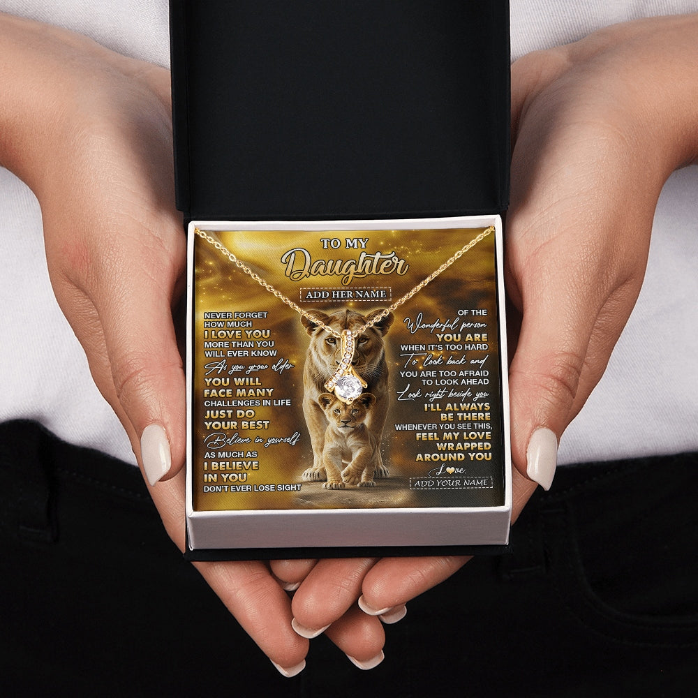 Alluring Beauty Necklace 18K Yellow Gold Finish | 2 | Personalized To My Daughter Gifts Necklace From Mom Mother Never Forget How Much I Love You Lion Daughter Birthday Gifts Christmas Custom Gift Box Message Card | https://siriusteestore.