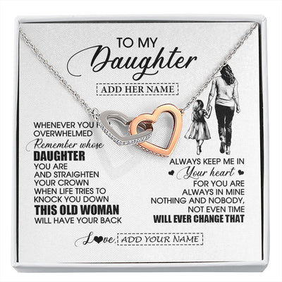 Interlocking Hearts Necklace Stainless Steel & Rose Gold Finish | 1 | Personalized To My Daughter Gifts Necklace From Mom Mother Whenever Woman Unique Birthday Gifts For Daughter Graduation Christmas Custom Gift Box Message Card | siriusteestore.myshopify