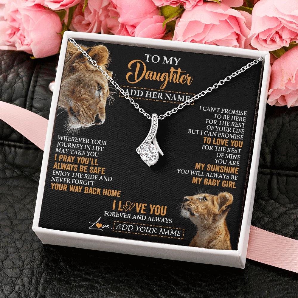 Alluring Beauty Necklace 14K White Gold Finish | 2 | Personalized To My Daughter Gifts Necklace From Mom Mother Wherever Your Journey In Life Lion Daughter Birthday Gifts Christmas Custom Gift Box Message Card | https://siriusteestore.