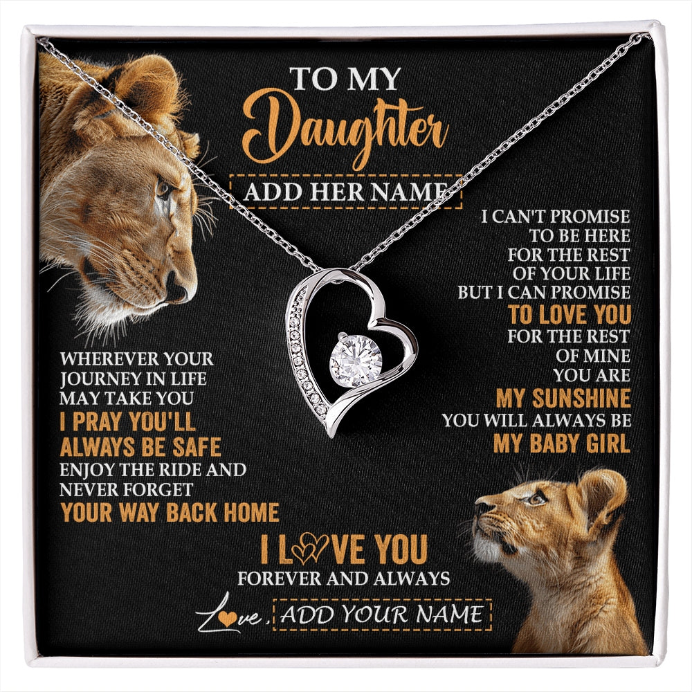Forever Love Necklace 14K White Gold Finish | 1 | Personalized To My Daughter Gifts Necklace From Mom Mother Wherever Your Journey In Life Lion Daughter Birthday Gifts Christmas Custom Gift Box Message Card | https://siriusteestore.