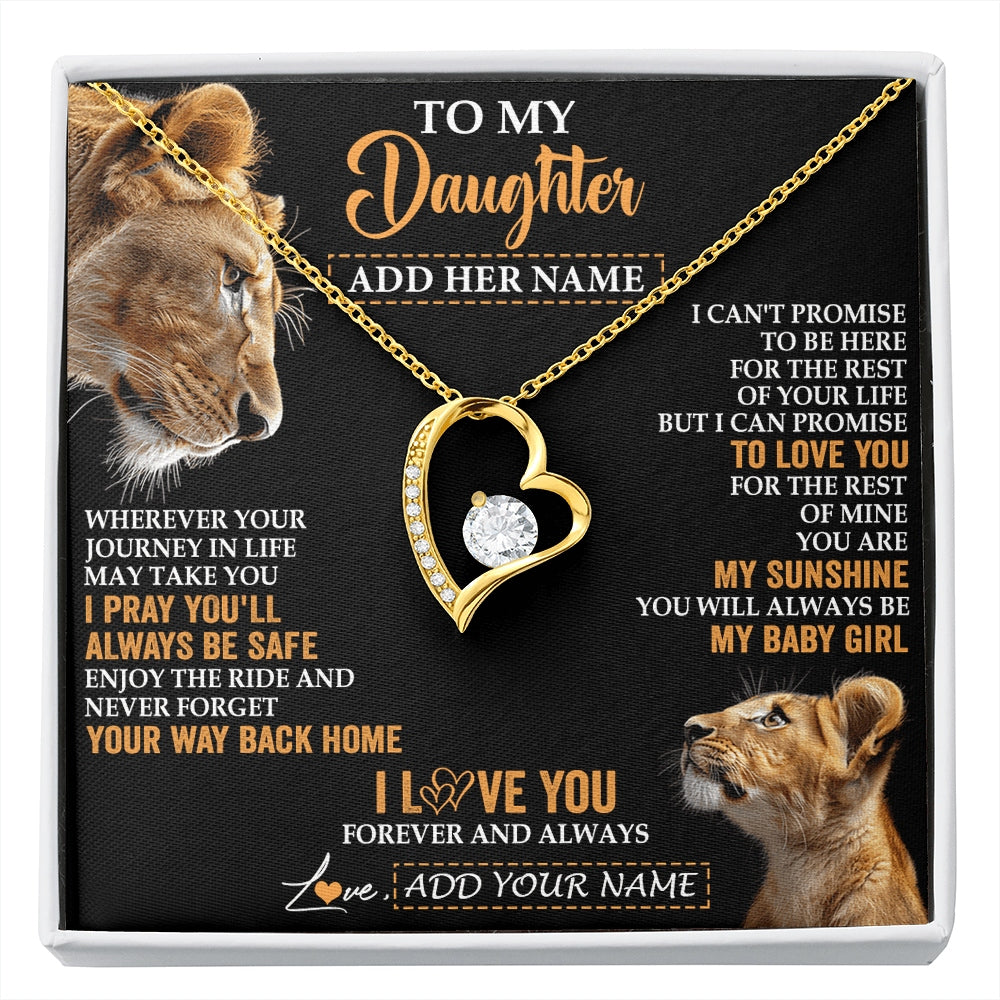 Forever Love Necklace 18K Yellow Gold Finish | 1 | Personalized To My Daughter Gifts Necklace From Mom Mother Wherever Your Journey In Life Lion Daughter Birthday Gifts Christmas Custom Gift Box Message Card | https://siriusteestore.