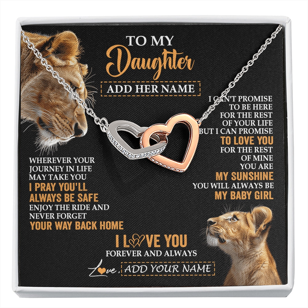 Interlocking Hearts Necklace Stainless Steel & Rose Gold Finish | 1 | Personalized To My Daughter Gifts Necklace From Mom Mother Wherever Your Journey In Life Lion Daughter Birthday Gifts Christmas Custom Gift Box Message Card | https://siriusteestore.