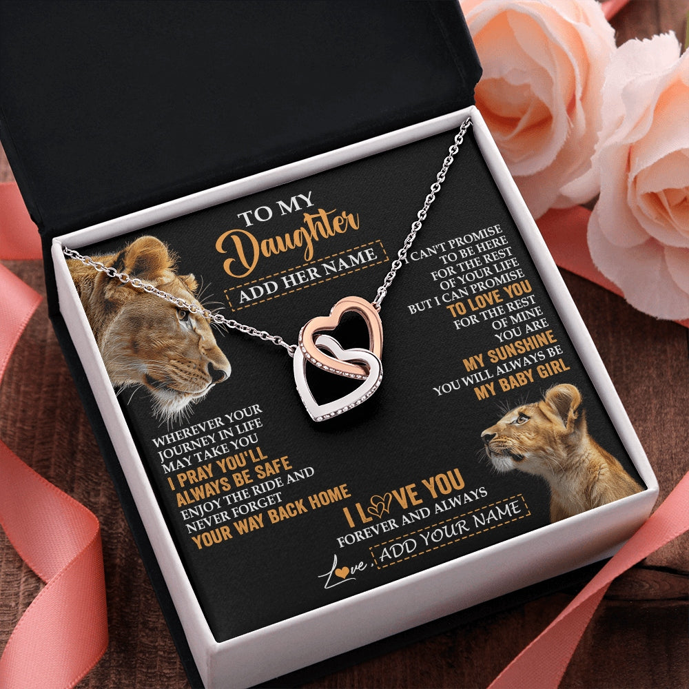 Interlocking Hearts Necklace Stainless Steel & Rose Gold Finish | 2 | Personalized To My Daughter Gifts Necklace From Mom Mother Wherever Your Journey In Life Lion Daughter Birthday Gifts Christmas Custom Gift Box Message Card | https://siriusteestore.
