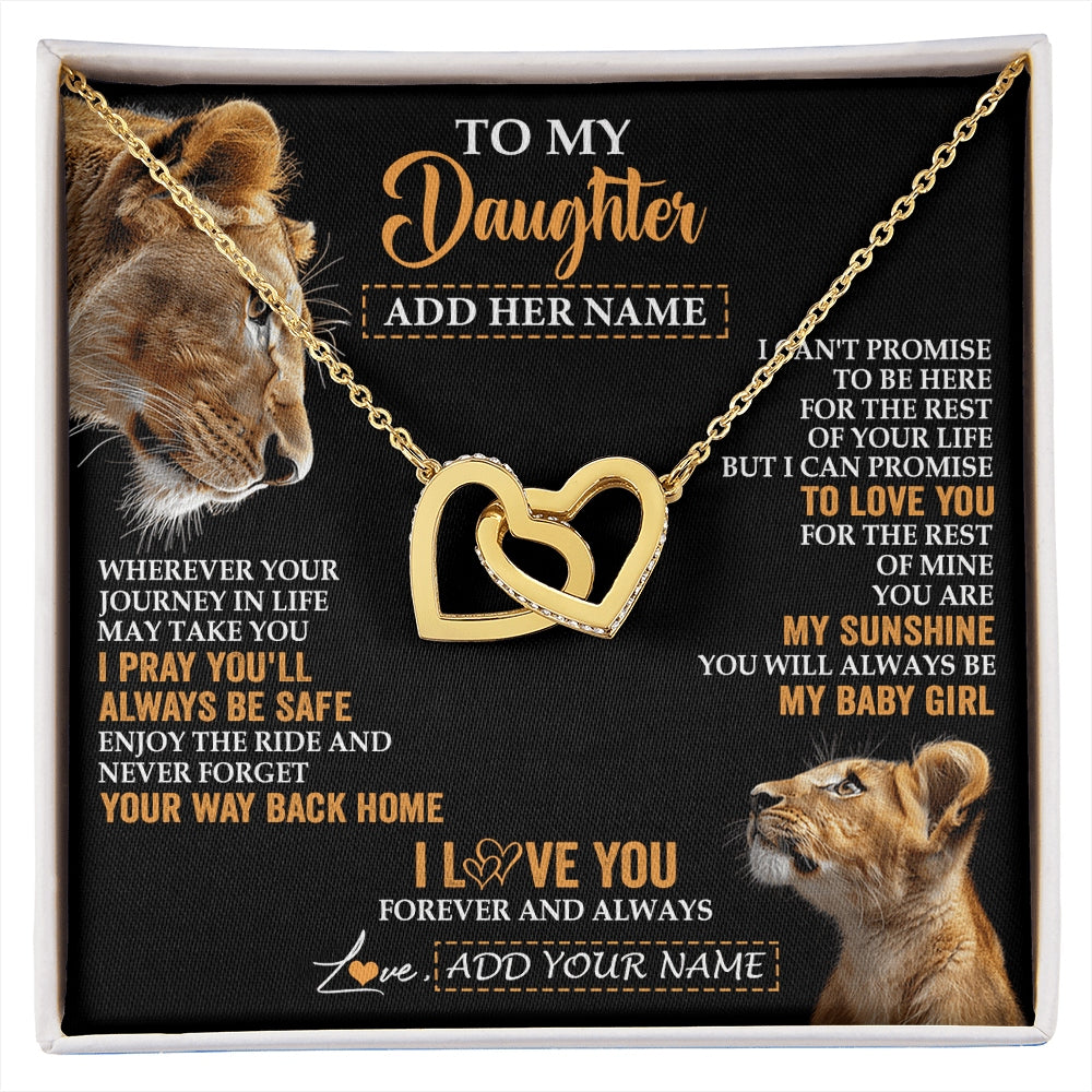 Interlocking Hearts Necklace 18K Yellow Gold Finish | 1 | Personalized To My Daughter Gifts Necklace From Mom Mother Wherever Your Journey In Life Lion Daughter Birthday Gifts Christmas Custom Gift Box Message Card | https://siriusteestore.