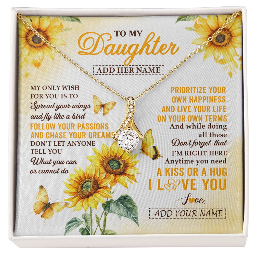 Alluring Beauty Necklace 18K Yellow Gold Finish | 1 | Personalized To My Daughter Gifts Necklace From Mom Sunflower My Only Wish For You Daughter Birthday Gifts Graduation Christmas Custom Gift Box Message Card | https://siriusteestore.