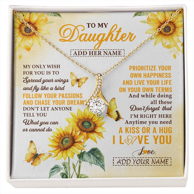 Alluring Beauty Necklace 18K Yellow Gold Finish | 1 | Personalized To My Daughter Gifts Necklace From Mom Sunflower My Only Wish For You Daughter Birthday Gifts Graduation Christmas Custom Gift Box Message Card | https://siriusteestore.