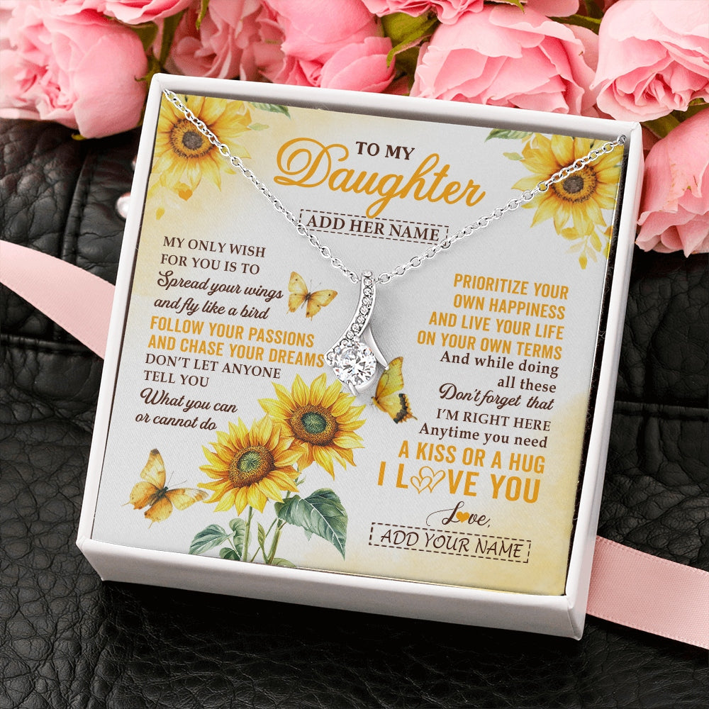 Alluring Beauty Necklace 14K White Gold Finish | 2 | Personalized To My Daughter Gifts Necklace From Mom Sunflower My Only Wish For You Daughter Birthday Gifts Graduation Christmas Custom Gift Box Message Card | https://siriusteestore.