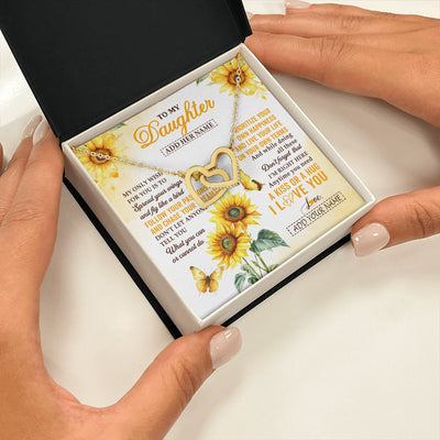 Interlocking Hearts Necklace 18K Yellow Gold Finish | 2 | Personalized To My Daughter Gifts Necklace From Mom Sunflower My Only Wish For You Daughter Birthday Gifts Graduation Christmas Custom Gift Box Message Card | https://siriusteestore.