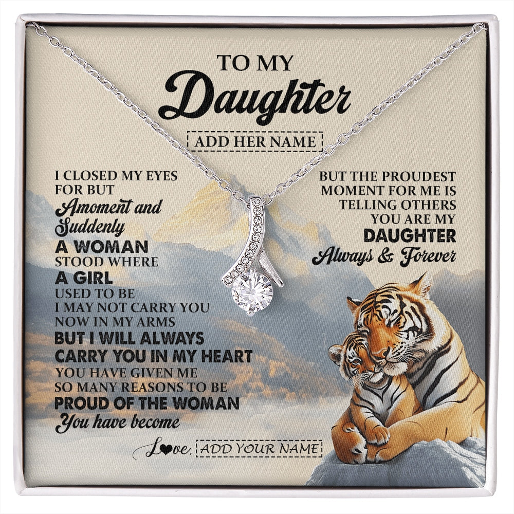 Alluring Beauty Necklace 14K White Gold Finish | 1 | Personalized To My Daughter Gifts Necklace Tiger From Mom Dad Mother You Are My Daughter Birthday Gifts Graduation Christmas Custom Gift Box Message Card | https://siriusteestore.