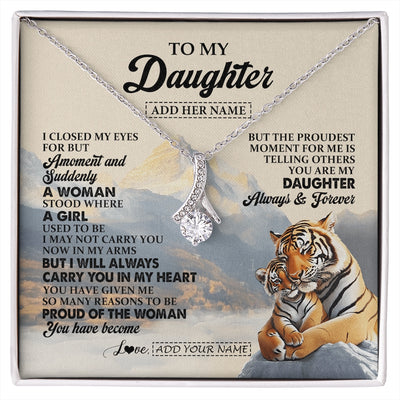 Alluring Beauty Necklace 14K White Gold Finish | 1 | Personalized To My Daughter Gifts Necklace Tiger From Mom Dad Mother You Are My Daughter Birthday Gifts Graduation Christmas Custom Gift Box Message Card | https://siriusteestore.