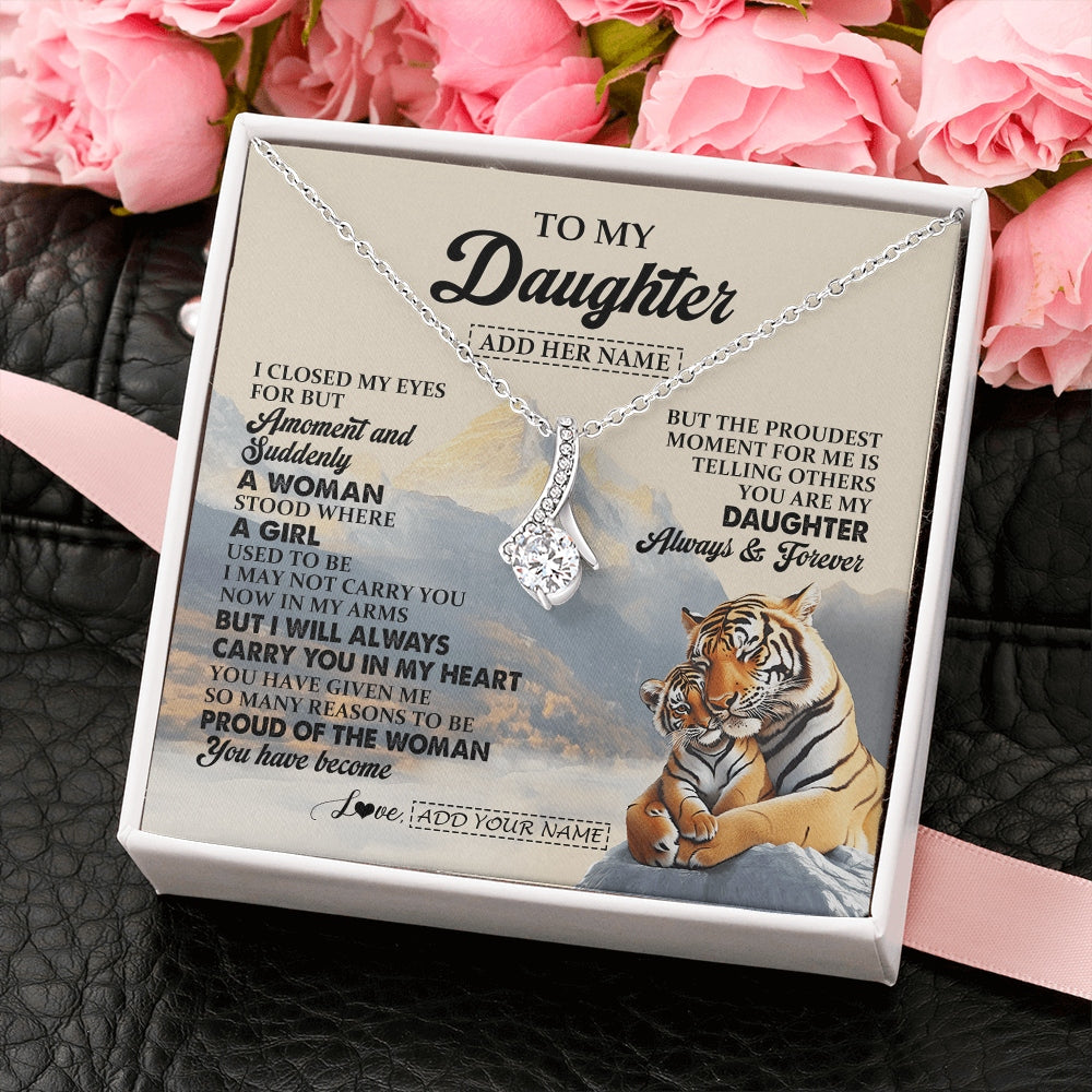 Alluring Beauty Necklace 14K White Gold Finish | 2 | Personalized To My Daughter Gifts Necklace Tiger From Mom Dad Mother You Are My Daughter Birthday Gifts Graduation Christmas Custom Gift Box Message Card | https://siriusteestore.