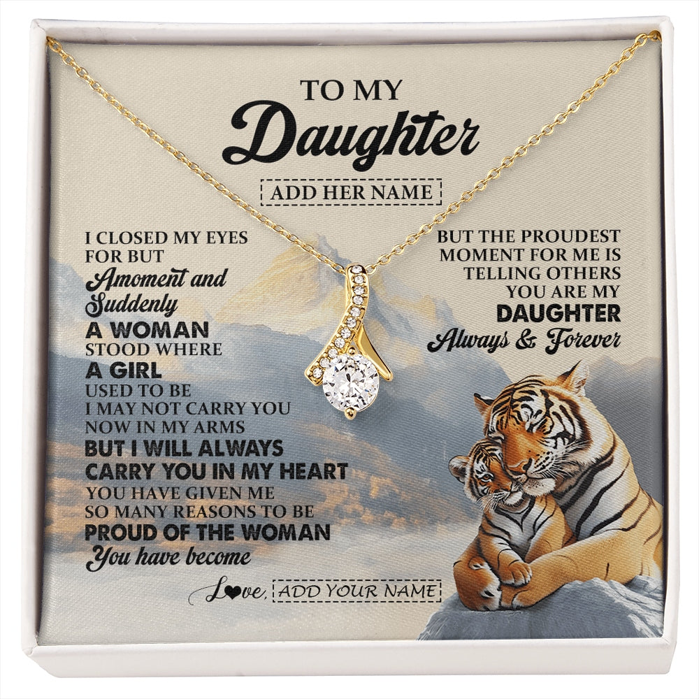 Alluring Beauty Necklace 18K Yellow Gold Finish | 1 | Personalized To My Daughter Gifts Necklace Tiger From Mom Dad Mother You Are My Daughter Birthday Gifts Graduation Christmas Custom Gift Box Message Card | https://siriusteestore.