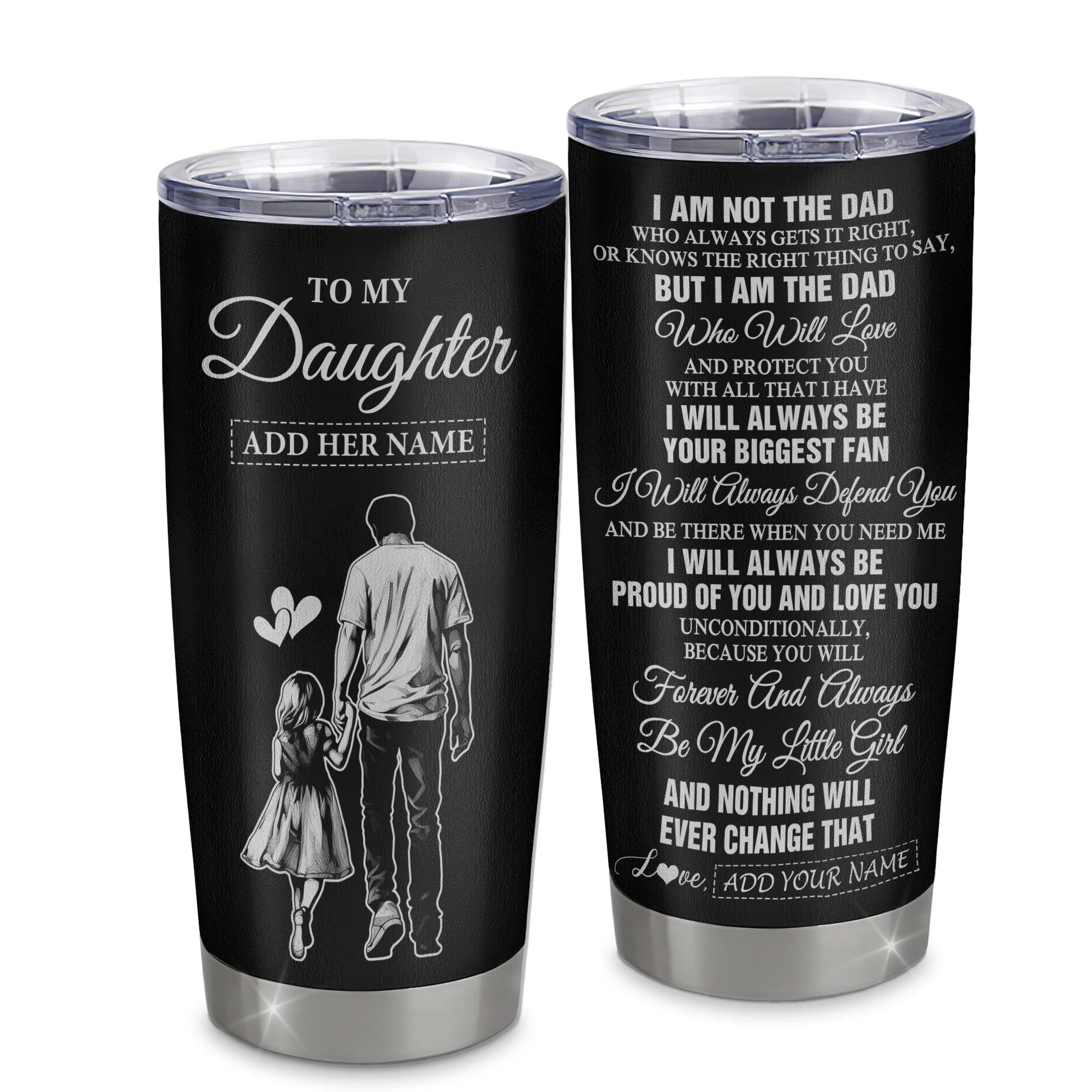 Personalized To My Daughter Gifts Tumbler From Dad Father Biggest Fan Birthday Gifts For Daughter From Dad Daughter Christmas Custom Stainless Steel Travel Mug | siriusteestore