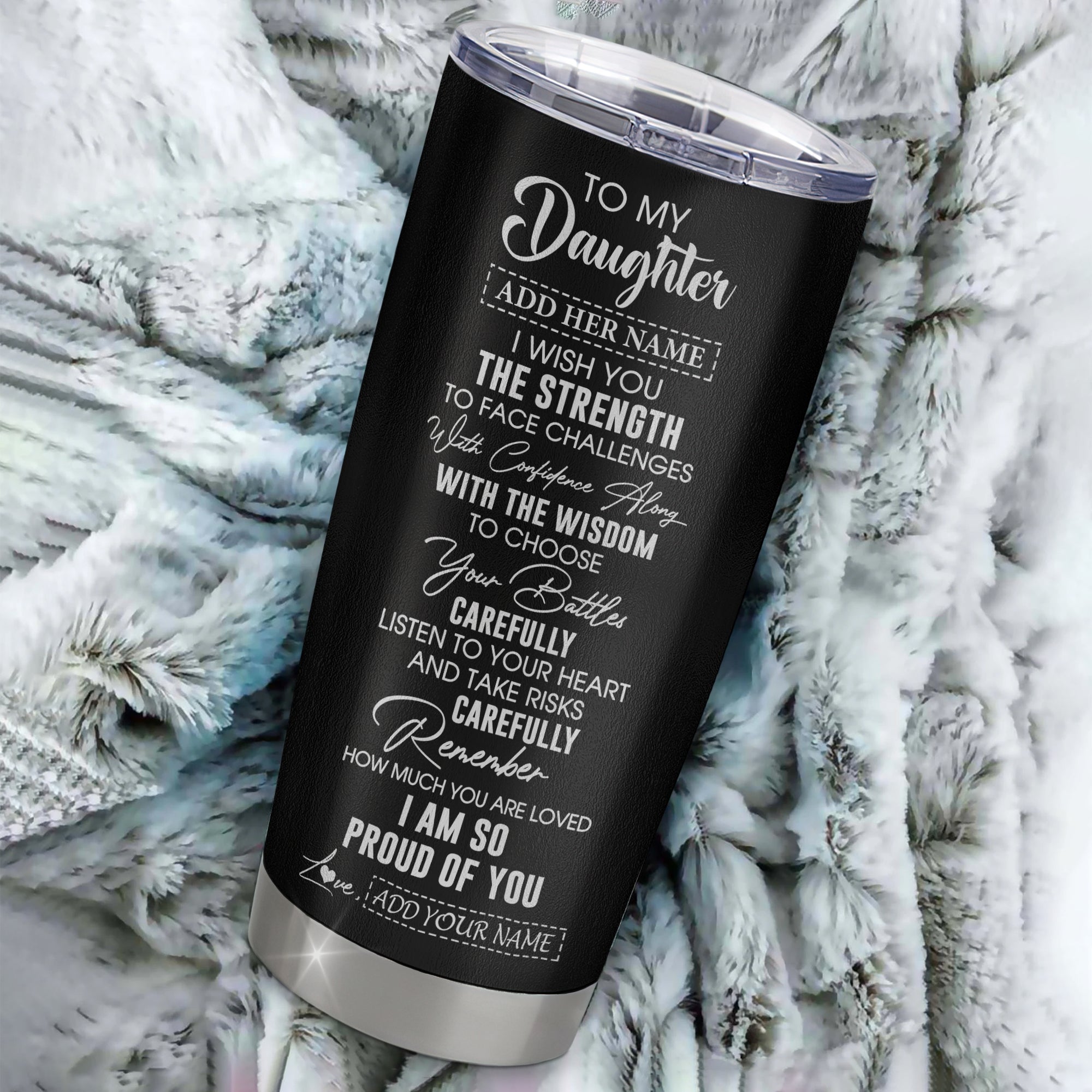Personalized To My Daughter Gifts Tumbler From Mom Dad Father I Wish You The Strength Daughter Birthday Gifts Christmas Graduation Custom Stainless Steel Travel Mug | siriusteestore