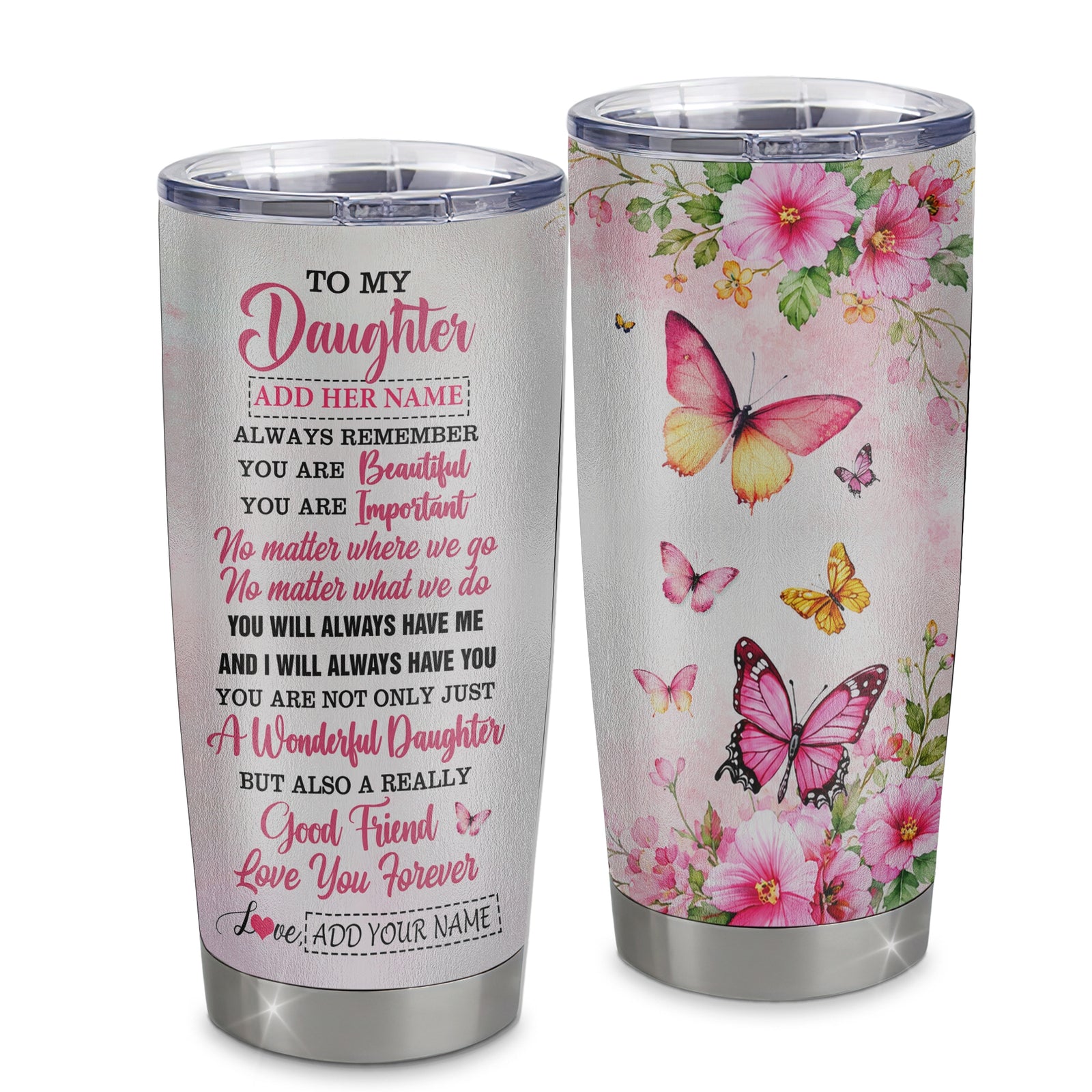 Personalized To My Daughter Gifts Tumbler From Mom Dad Mother Father You Are Beautiful Birthday Gifts For Daughter Graduation Christmas Custom Stainless Steel Mug | siriusteestore